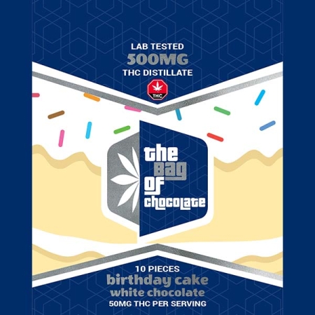edibles the bag of chocolate - white chocolate birthday cake flavour